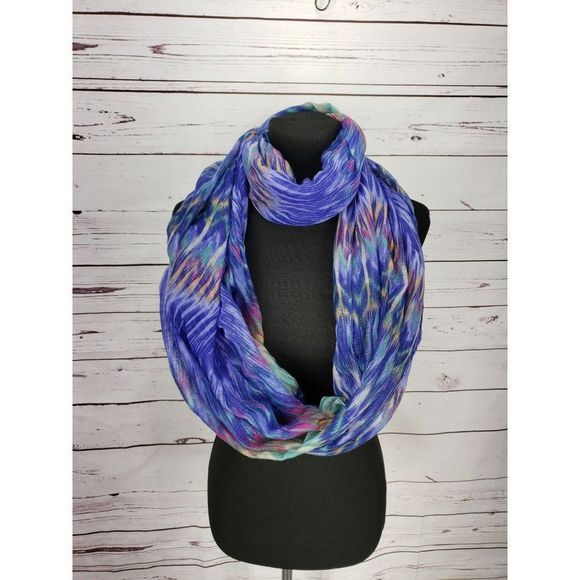 LA Double 7 Aztec Purple Multicolored Infinity Scarf Wrap Boho Chevron - Picture 2 of 7